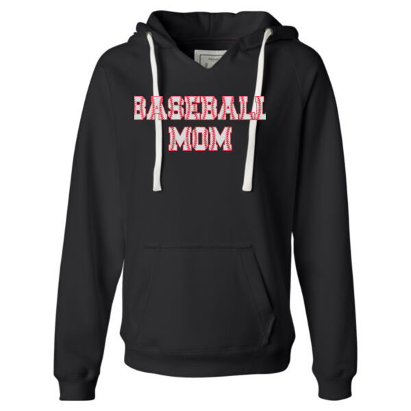 Baseball Mom with Favorite Player - Ladies' Sueded V-Neck Hooded Sweatshirt Thumbnail