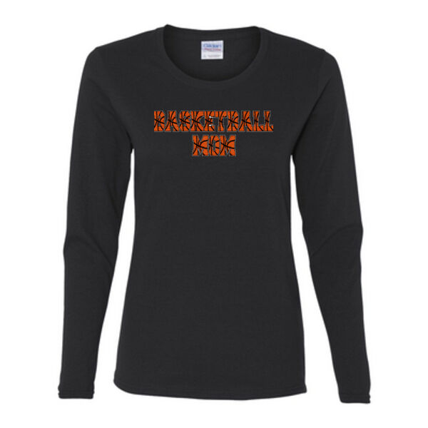 Basketball Mom with Favorite Player - Gildan Ladies Ultra Cotton™ Long Sleeve Missy Fit T Shirt Thumbnail