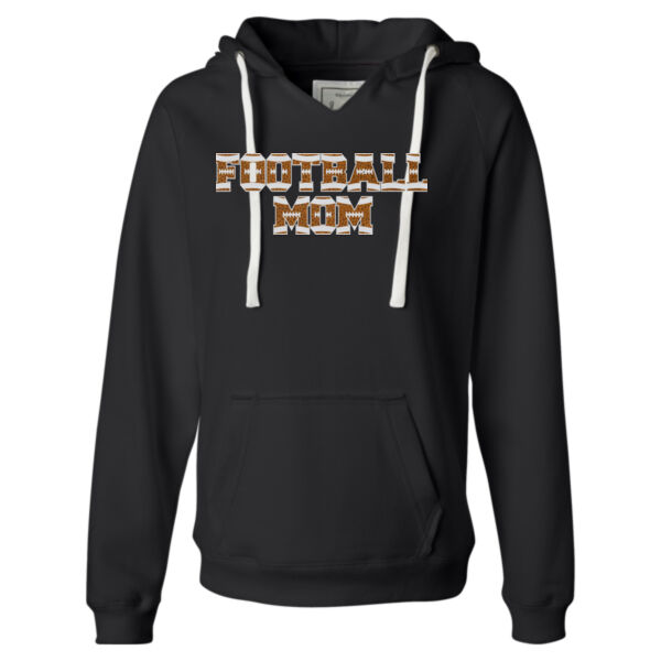 Football Mom with Favorite Player - Ladies' Sueded V-Neck Hooded Sweatshirt Thumbnail