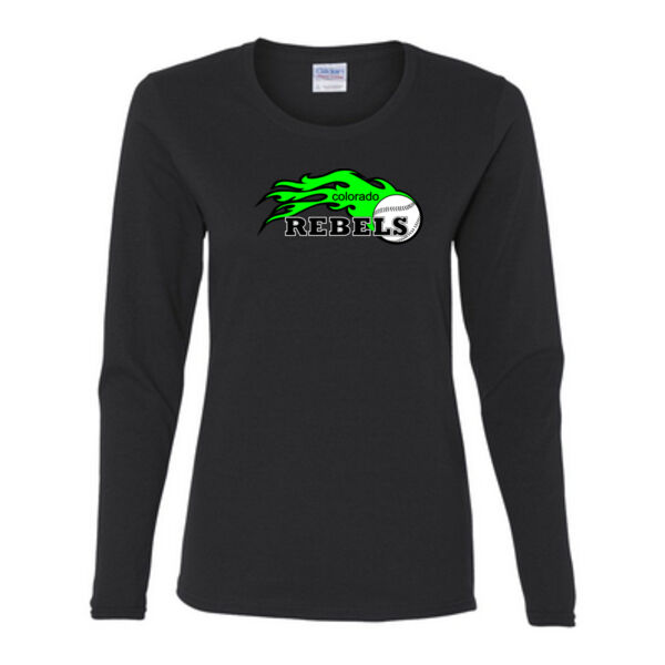 Colorado Rebels Lime - Gildan Ladies Ultra Cotton™ Long Sleeve Missy Fit T Shirt Thumbnail
