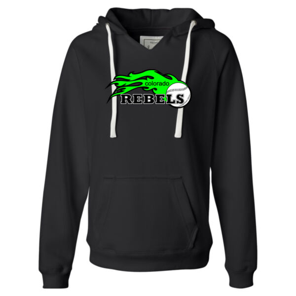 Colorado Rebels Lime - Ladies' Sueded V-Neck Hooded Sweatshirt Thumbnail