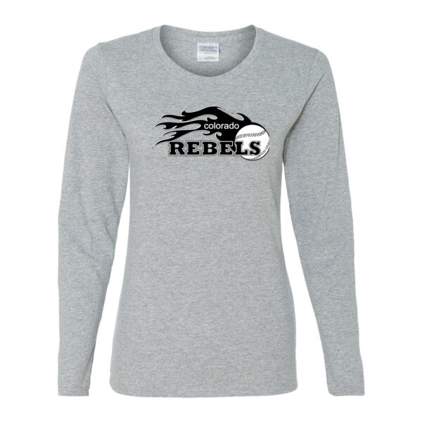 Rebels - Black - Gildan Ladies Ultra Cotton™ Long Sleeve Missy Fit T Shirt Thumbnail