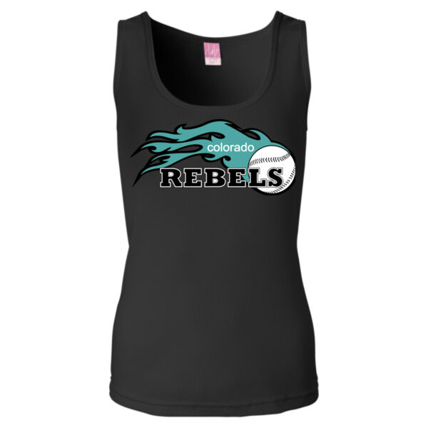Rebels - Teal - Ladies' 2×1 Rib Tank Top 2 Thumbnail