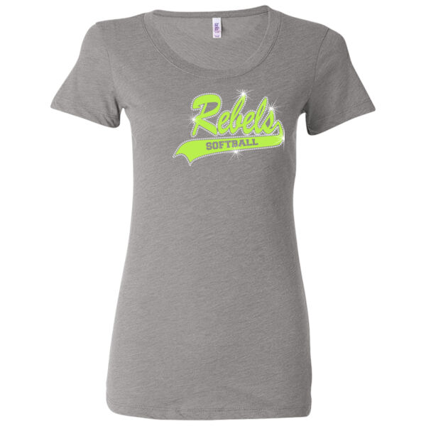 Rebels Lime Rhinstone - Ladies' Triblend Short Sleeve T-Shirt Thumbnail