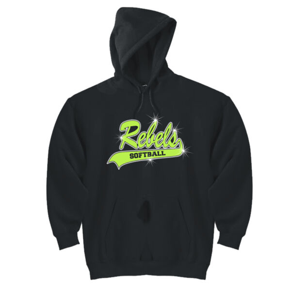 Rebels Lime Rhinstone - DryBlend™ Pullover Unisex Hooded Sweatshirt Thumbnail
