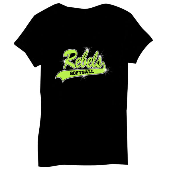 Rebels Lime Rhinstone - Bella Short-Sleeve V-Neck T-Shirt Thumbnail