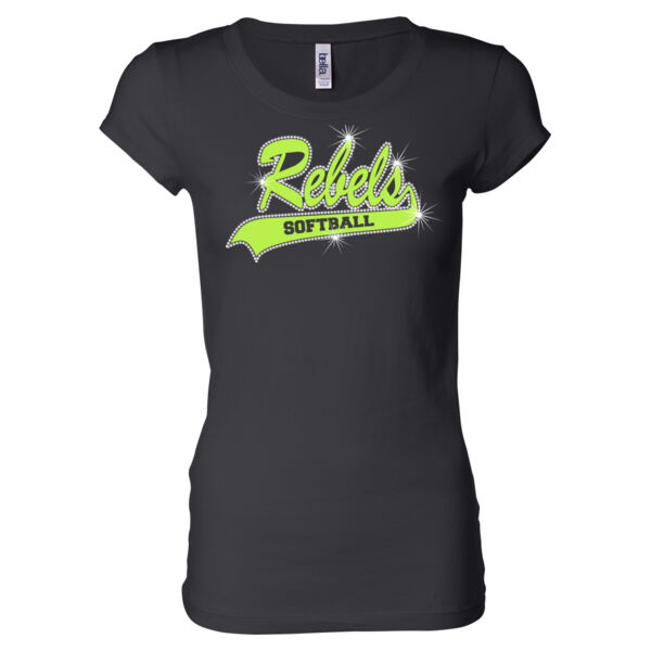 Rebels Lime Rhinstone - Ladies' Sheer Jersey T-Shirt Thumbnail