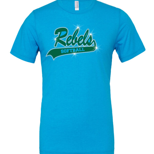Rebels Teal Rhinestone - Cotton/Polyester T-Shirt Thumbnail