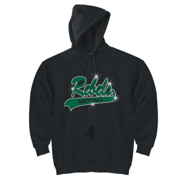 Rebels Teal Rhinestone - DryBlend™ Pullover Unisex Hooded Sweatshirt Thumbnail