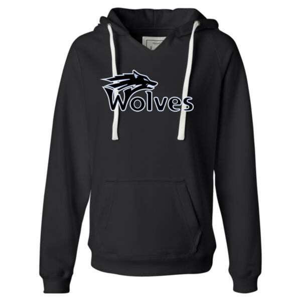Wolves - Ladies' Sueded V-Neck Hooded Sweatshirt Thumbnail
