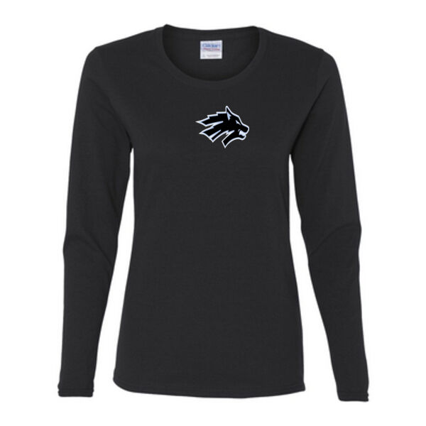 Wolves Head - Gildan Ladies Ultra Cotton™ Long Sleeve Missy Fit T Shirt Thumbnail