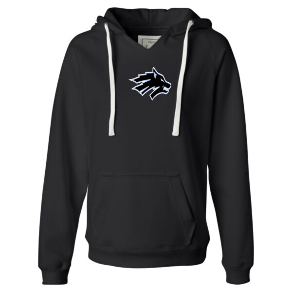 Wolves Head - Ladies' Sueded V-Neck Hooded Sweatshirt Thumbnail