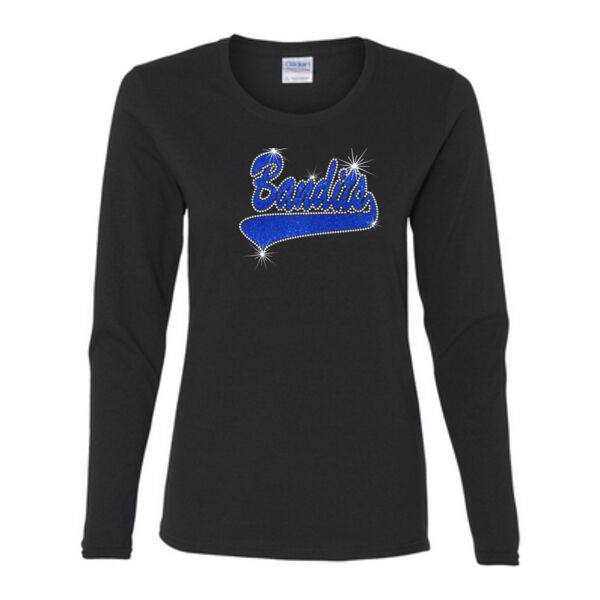 Bandits Rhinestone Baseball - Gildan Ladies Ultra Cotton™ Long Sleeve Missy Fit T Shirt Thumbnail