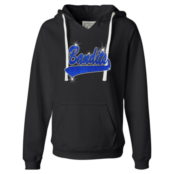 Bandits Rhinestone Baseball - Ladies' Sueded V-Neck Hooded Sweatshirt Thumbnail