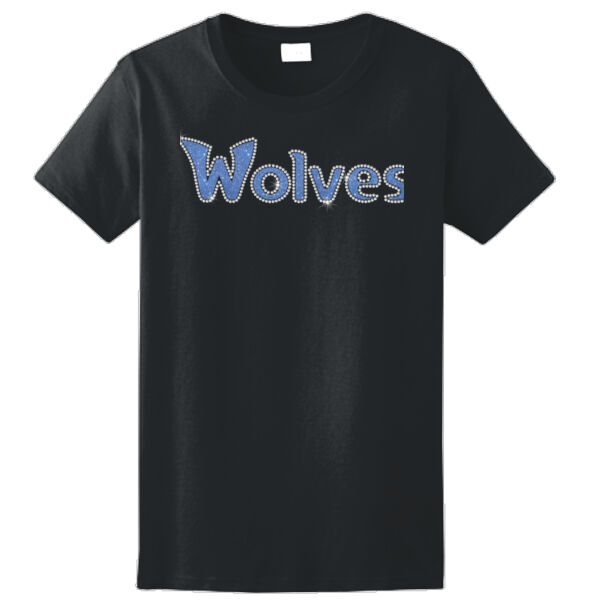 Wolves Rhinestones Glitter - Ladies Ultra Cotton™ 100% Cotton T Shirt Thumbnail