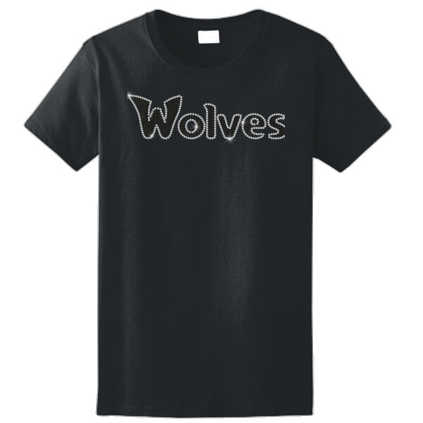 Wolves Rhinestones Glitter - Ladies Ultra Cotton™ 100% Cotton T Shirt Thumbnail