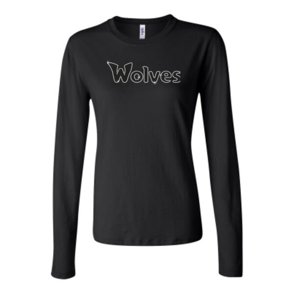 Wolves Rhinestones Glitter - Bella Long Sleeve Crew Tee Thumbnail