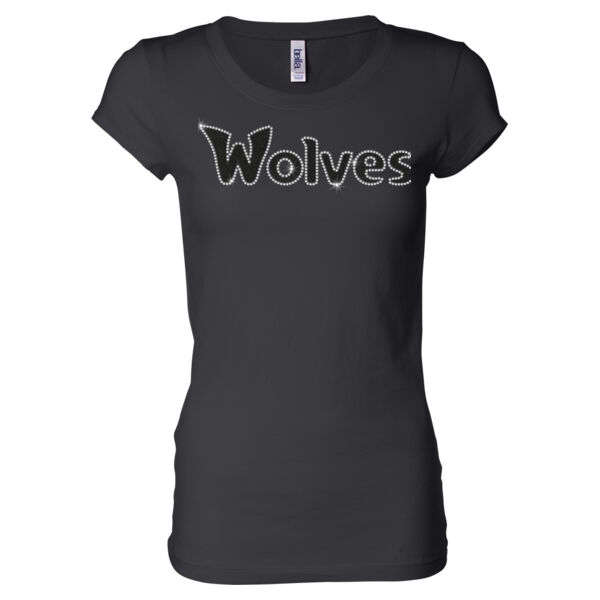 Wolves Rhinestones Glitter - Ladies' Sheer Jersey T-Shirt Thumbnail