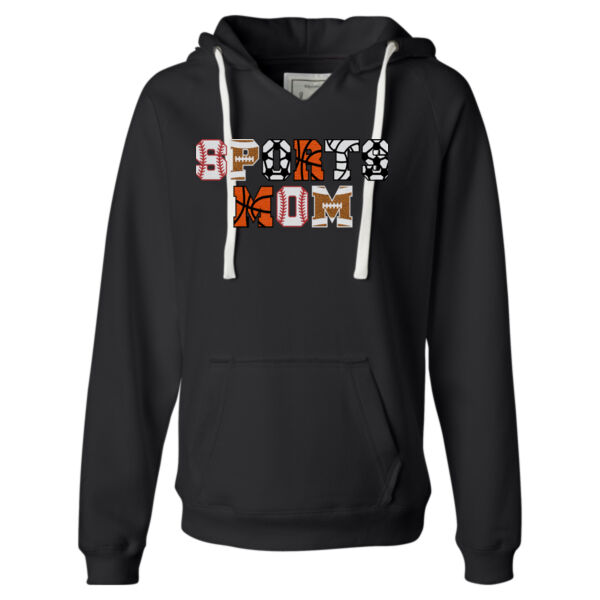 Sports Mom - Ladies' Sueded V-Neck Hooded Sweatshirt Thumbnail