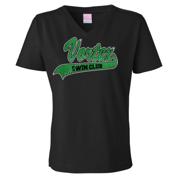 Vortex Glitter Rhinestone Ladies V Neck Thumbnail