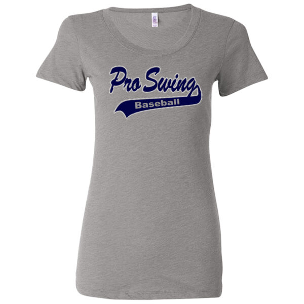 Pro Swing Baseball Rhinestone Tail - Ladies' Triblend Short Sleeve T-Shirt Thumbnail