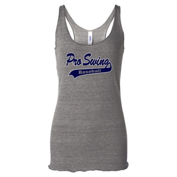 Pro Swing Baseball Rhinestone Tail - Ladies' Triblend Racerback Tank Top Thumbnail