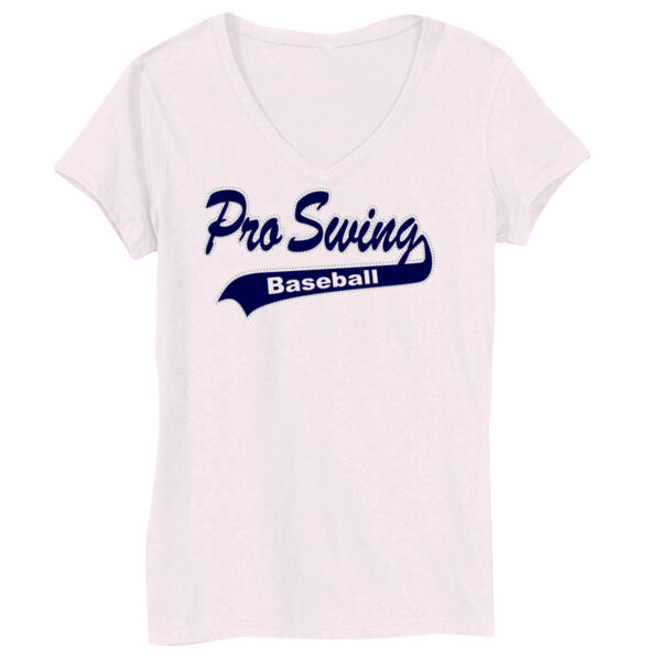 Pro Swing Baseball Rhinestone Tail - Bella Short-Sleeve V-Neck T-Shirt Thumbnail