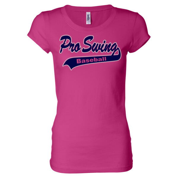 Pro Swing Baseball Rhinestone Tail - Ladies' Sheer Jersey T-Shirt Thumbnail