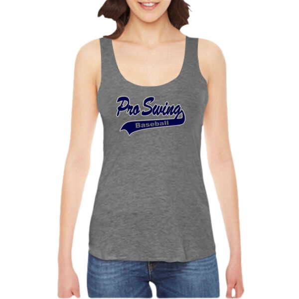 Pro Swing Baseball Rhinestone Tail - Ladies' American Apparel Triblend Racerback Tank Thumbnail