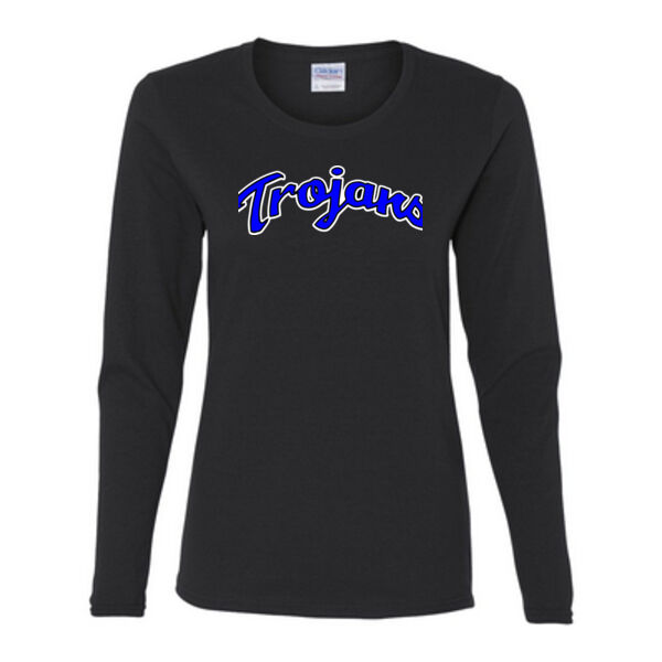 Trojans Script Logo - Gildan Ladies Ultra Cotton™ Long Sleeve Missy Fit T Shirt Thumbnail