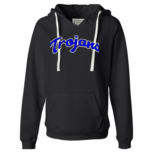 Trojans Script Logo - Ladies' Sueded V-Neck Hooded Sweatshirt Thumbnail