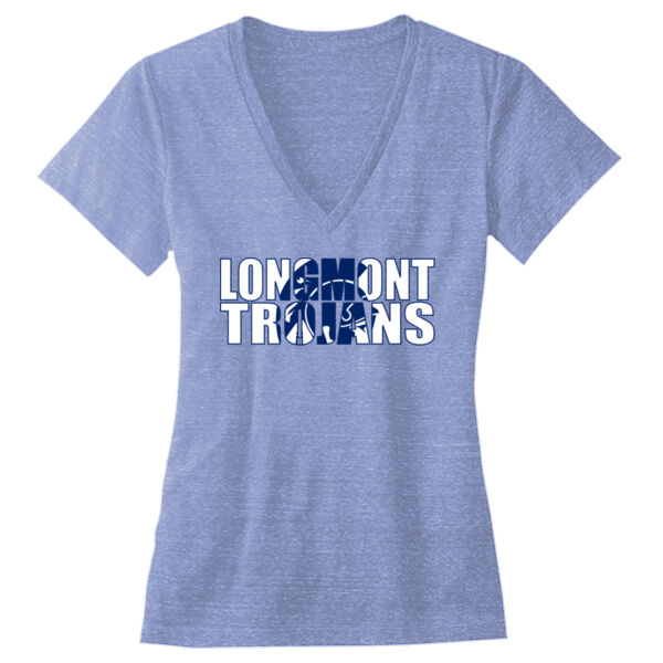 Longmont Trojans Knockout - Ladies' Triblend Deep V-Neck T-Shirt Thumbnail