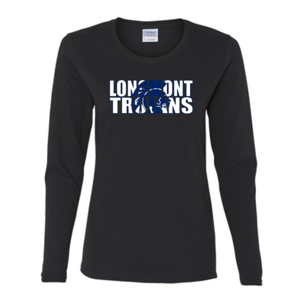 Longmont Trojans Knockout - Gildan Ladies Ultra Cotton™ Long Sleeve Missy Fit T Shirt Thumbnail