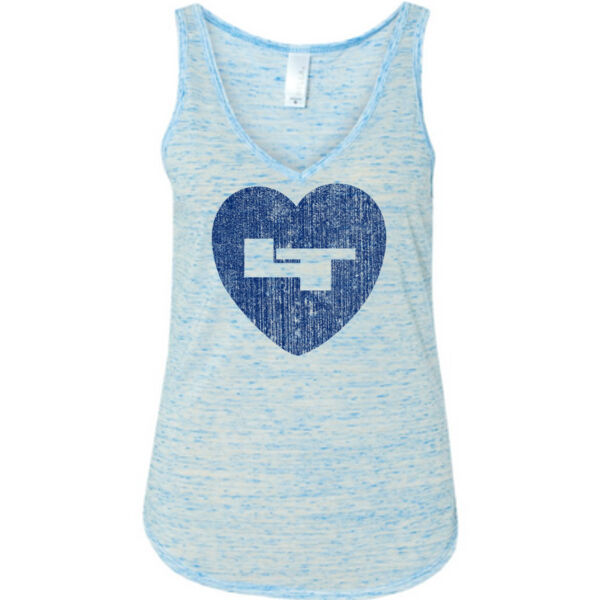 LT Longmont Trojans Heart - Ladies' Flowy V-Neck Tank Thumbnail