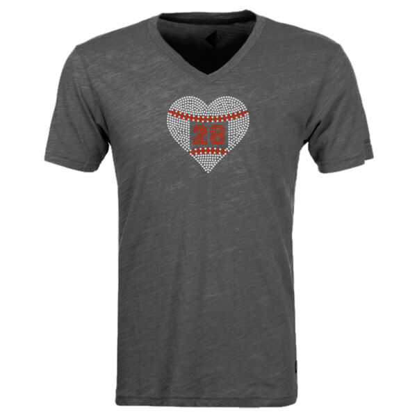 Custom Rhinestone Express Heart - Triblend V-Neck T-Shirt Thumbnail