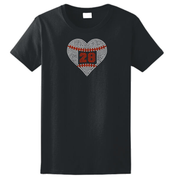 Custom Rhinestone Express Heart - Ladies Ultra Cotton™ 100% Cotton T Shirt Thumbnail