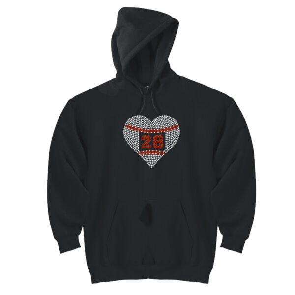 Custom Rhinestone Express Heart - DryBlend™ Pullover Unisex Hooded Sweatshirt Thumbnail