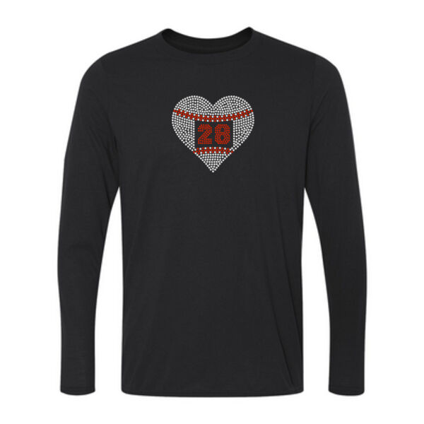 Custom Rhinestone Express Heart - Long Sleeve Ultra Performance 100% Performance T Shirt Thumbnail