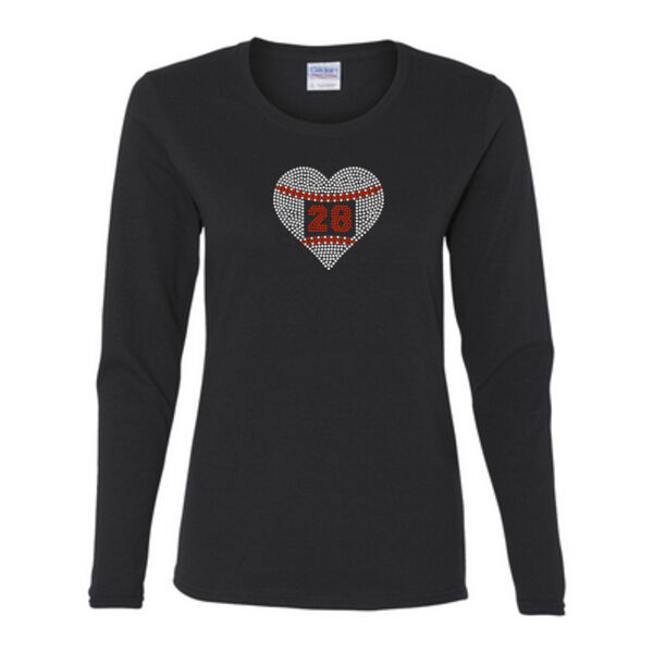 Custom Rhinestone Express Heart - Gildan Ladies Ultra Cotton™ Long Sleeve Missy Fit T Shirt Thumbnail