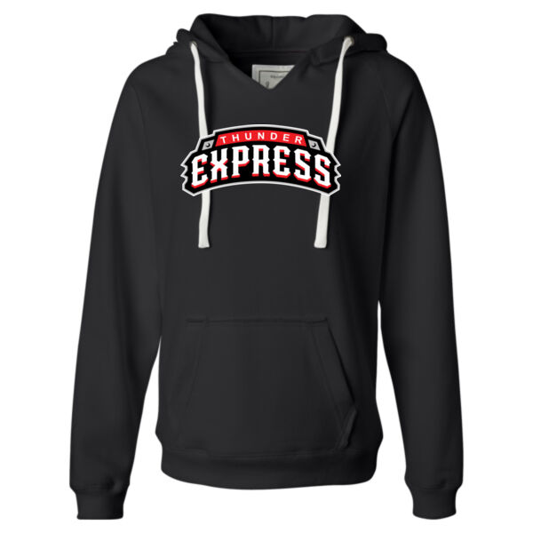 Thunder Express - Ladies' Sueded V-Neck Hooded Sweatshirt Thumbnail