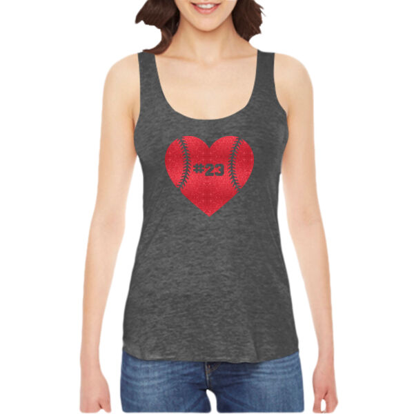 Baseball Glitter Heart - Ladies' American Apparel Triblend Racerback Tank Thumbnail