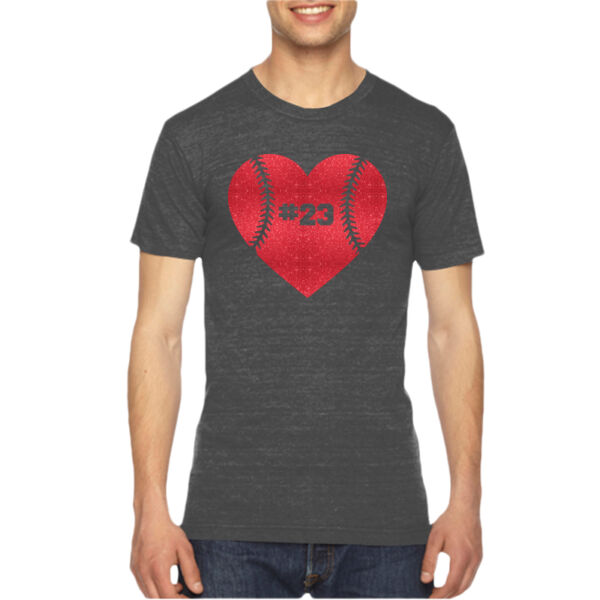 Baseball Glitter Heart - Unisex American Apparel Triblend T-Shirt Thumbnail