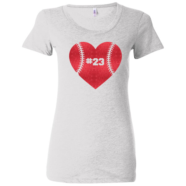 Baseball Glitter Heart - Ladies' Triblend Short Sleeve T-Shirt Thumbnail