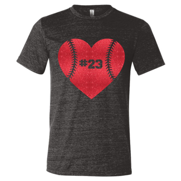Baseball Glitter Heart - Triblend Short Sleeve T-Shirt Thumbnail