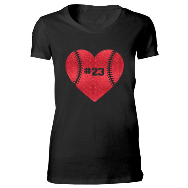 Baseball Glitter Heart - Bella Favorite T-Shirt Thumbnail