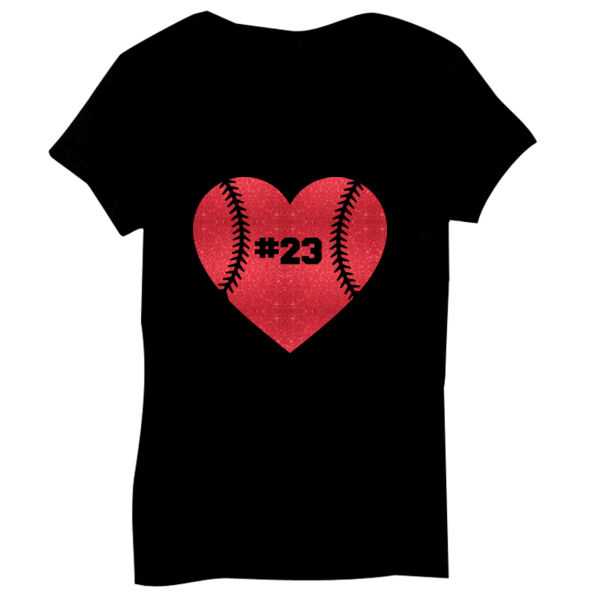 Baseball Glitter Heart - Bella Short-Sleeve V-Neck T-Shirt Thumbnail