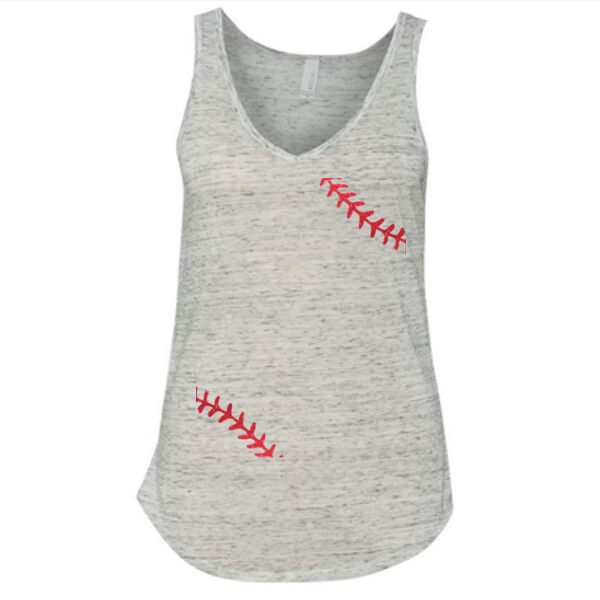 Baseball Glitter Laces - Ladies' Flowy V-Neck Tank Thumbnail