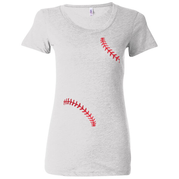 Baseball Glitter Laces - Ladies' Triblend Short Sleeve T-Shirt Thumbnail