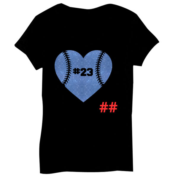 Wolves Baseball Heart with Player Number - Bella Short-Sleeve V-Neck T-Shirt Thumbnail
