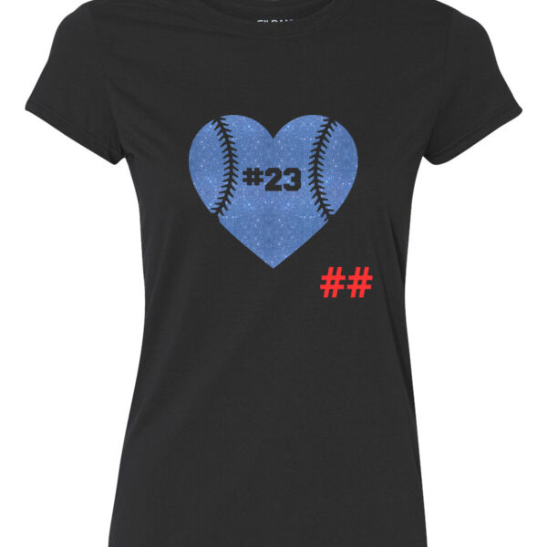 Wolves Baseball Heart with Player Number - Ladies Ultra Performance Active Lifestyle T Shirt Thumbnail